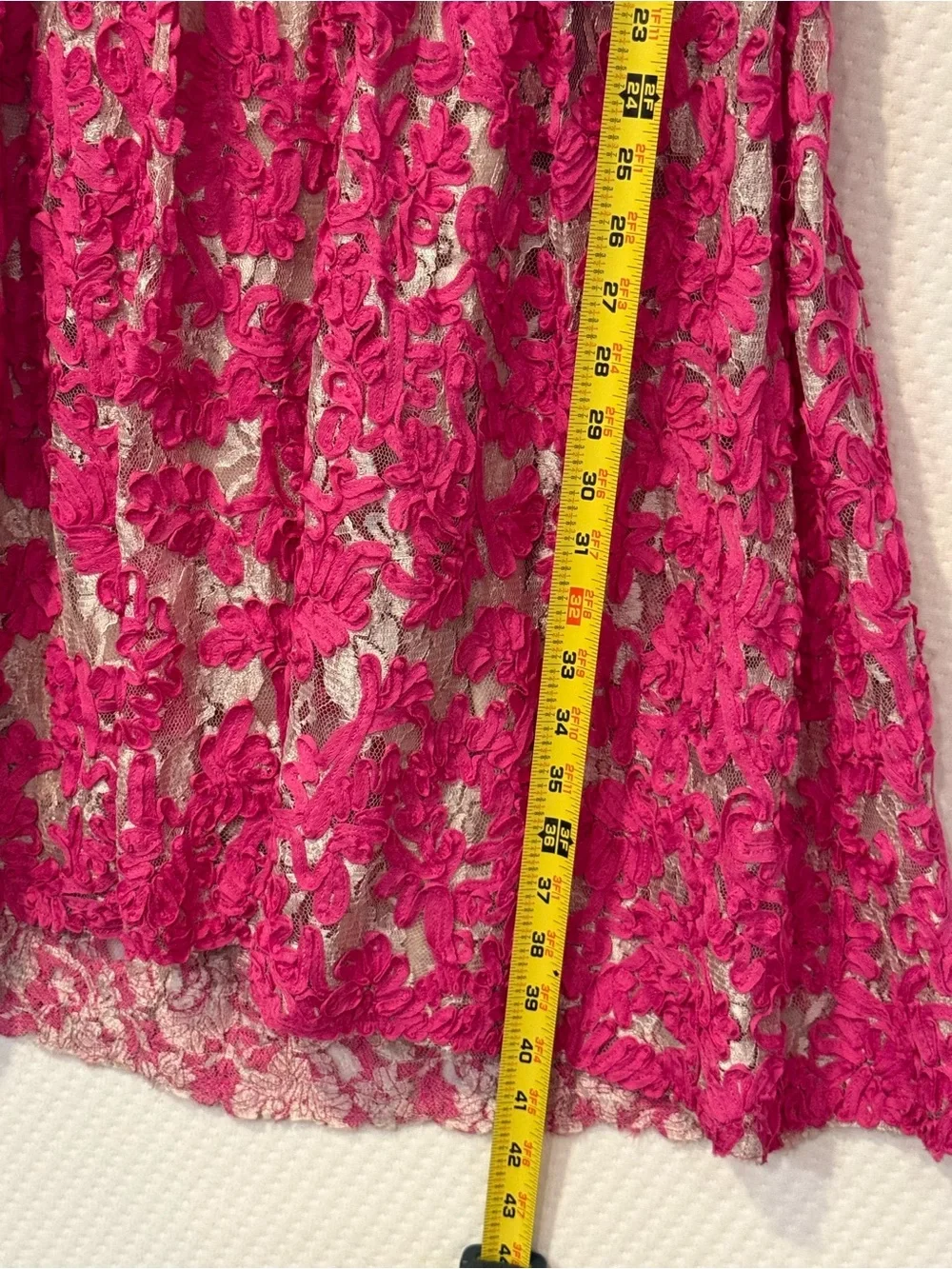 Anthropologie Hot Pink Lace cap sleeve fit and flare dress by yoana baraschi
